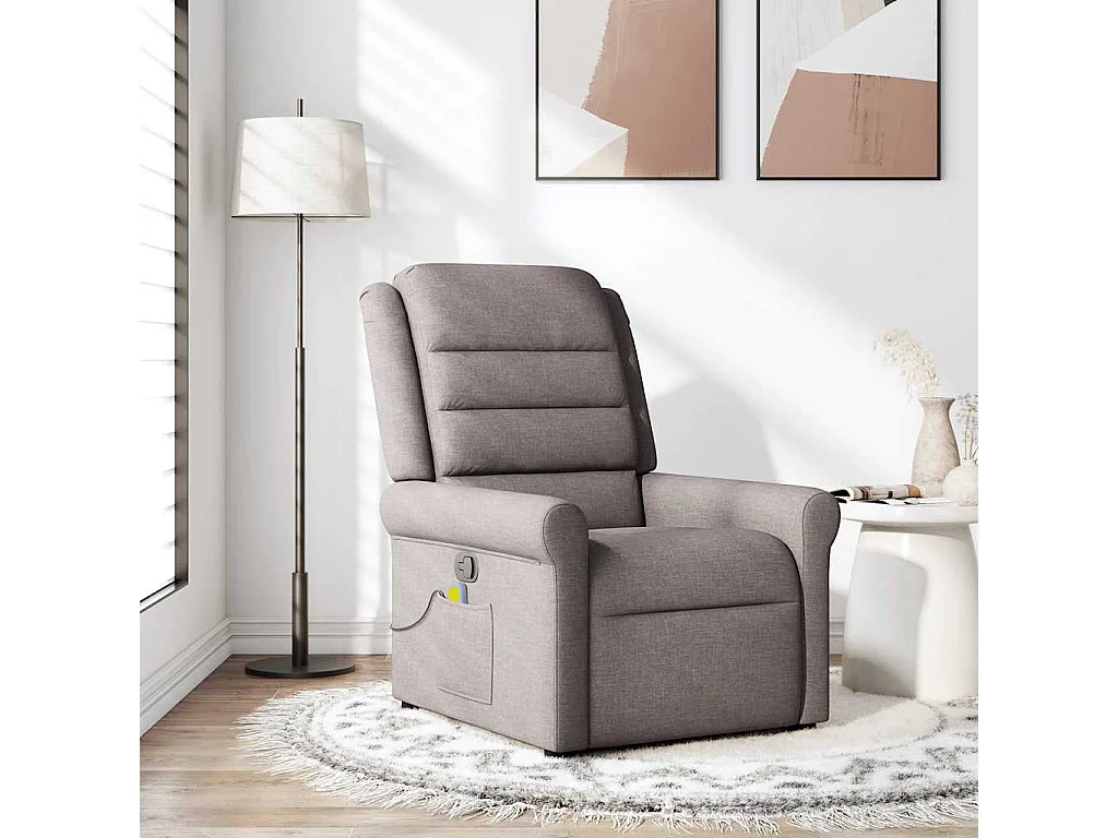 Fauteuil inclinable-Chaise de relax-Fauteuil de Massage Taupe Tissu SHL5093