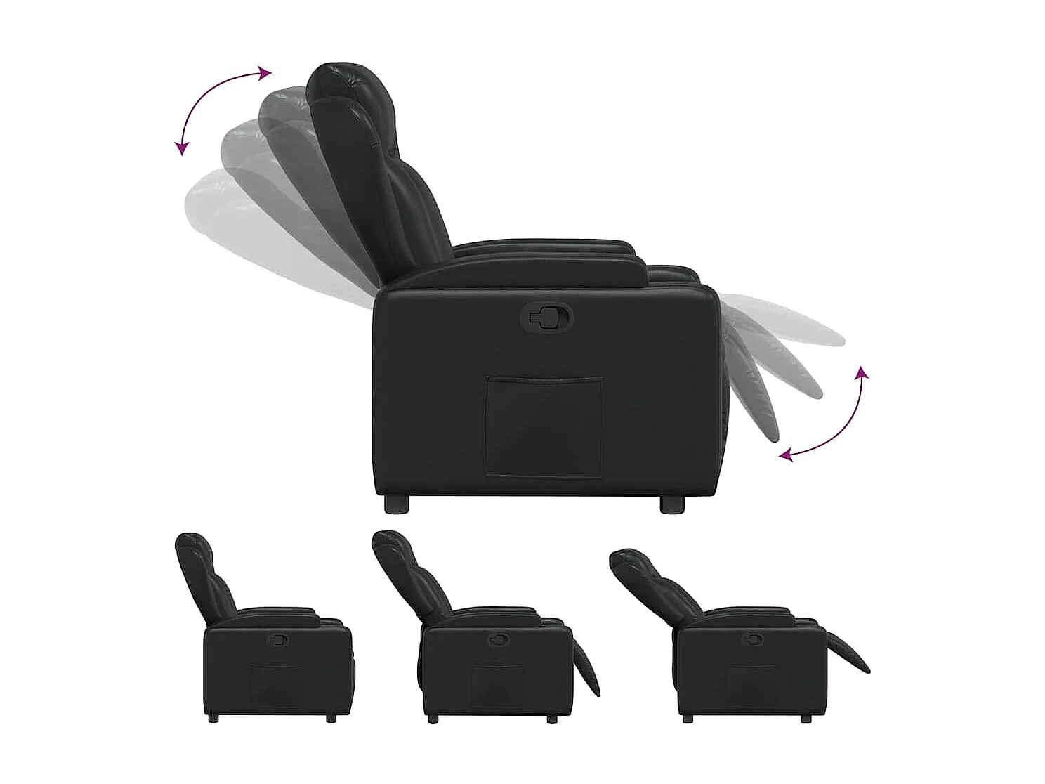 Sillón de relax | Sillón reclinable de piel sintética negra SHL6782