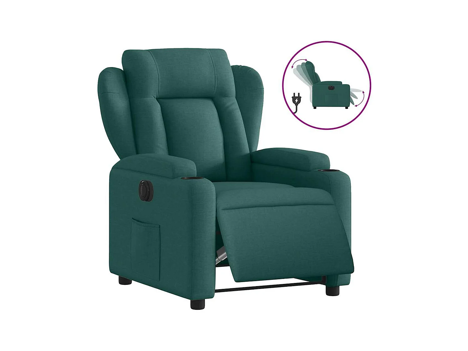 Fauteuil inclinable électrique-Chaise de relax-Fauteuil salon Vert foncé Tissu SHL2633