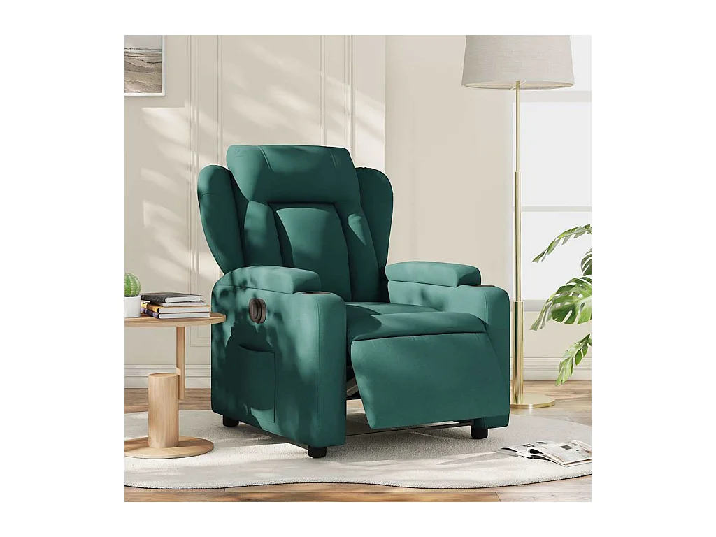 Fauteuil inclinable électrique-Chaise de relax-Fauteuil salon Vert foncé Tissu SHL2633