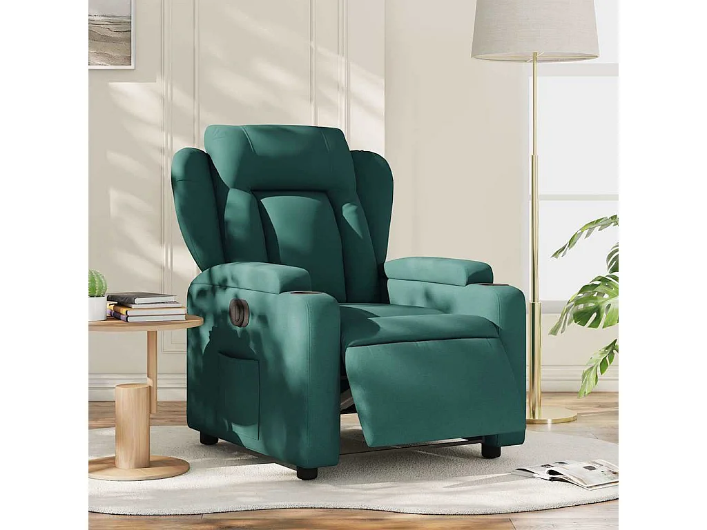 Relaxsessel Elektrisch | Lounge Sessel indoor Dunkelgrün Stoff SHL64005