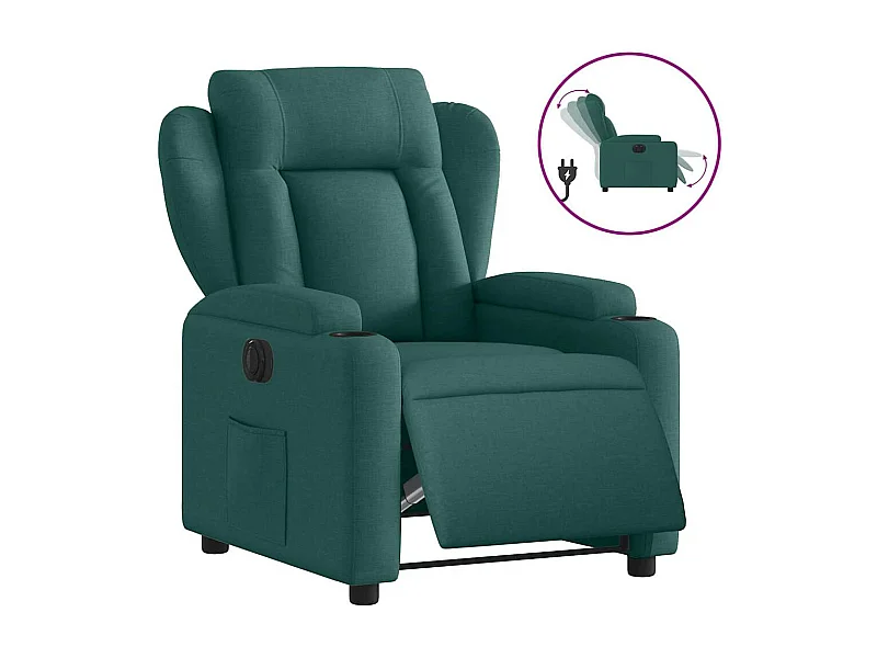 Relaxsessel Elektrisch | Lounge Sessel indoor Dunkelgrün Stoff SHL64005
