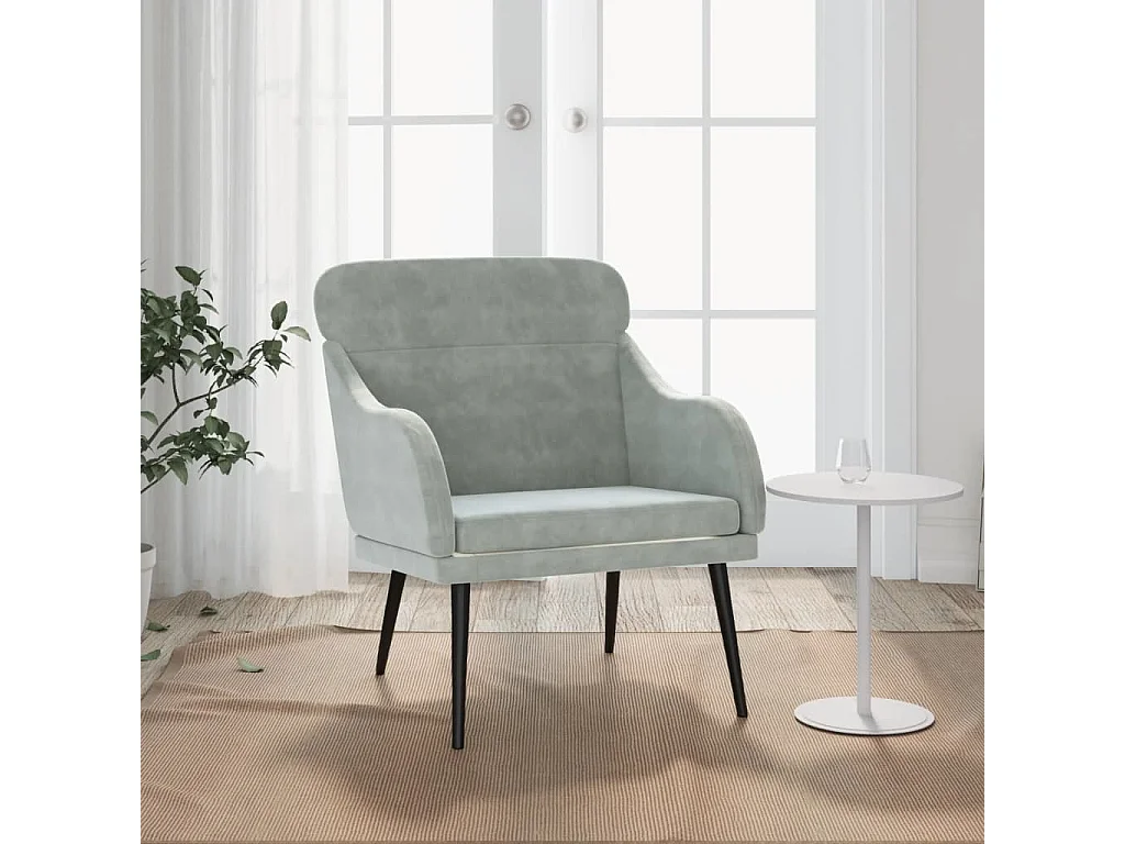 Fauteuil de salon-Fauteuil relax Gris clair 63x76x80 cm Velours SHL3315