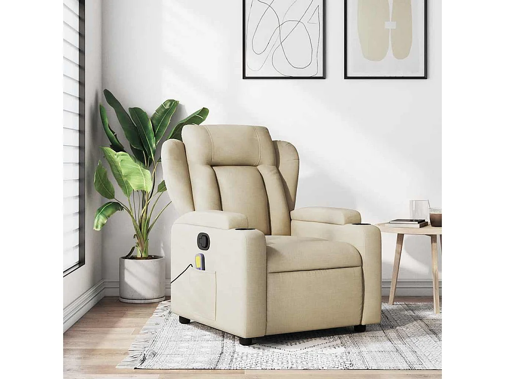 Massagestoel | Relaxstoel met crèmekleurige stof