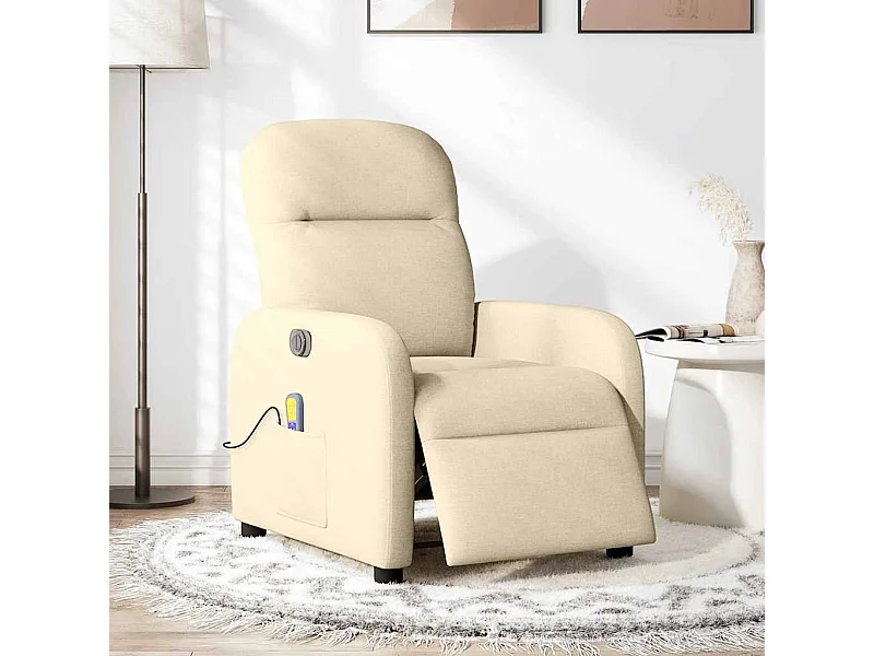 Sillón de relax | Sillón reclinable de masaje eléctrico tela color crema SHL3926