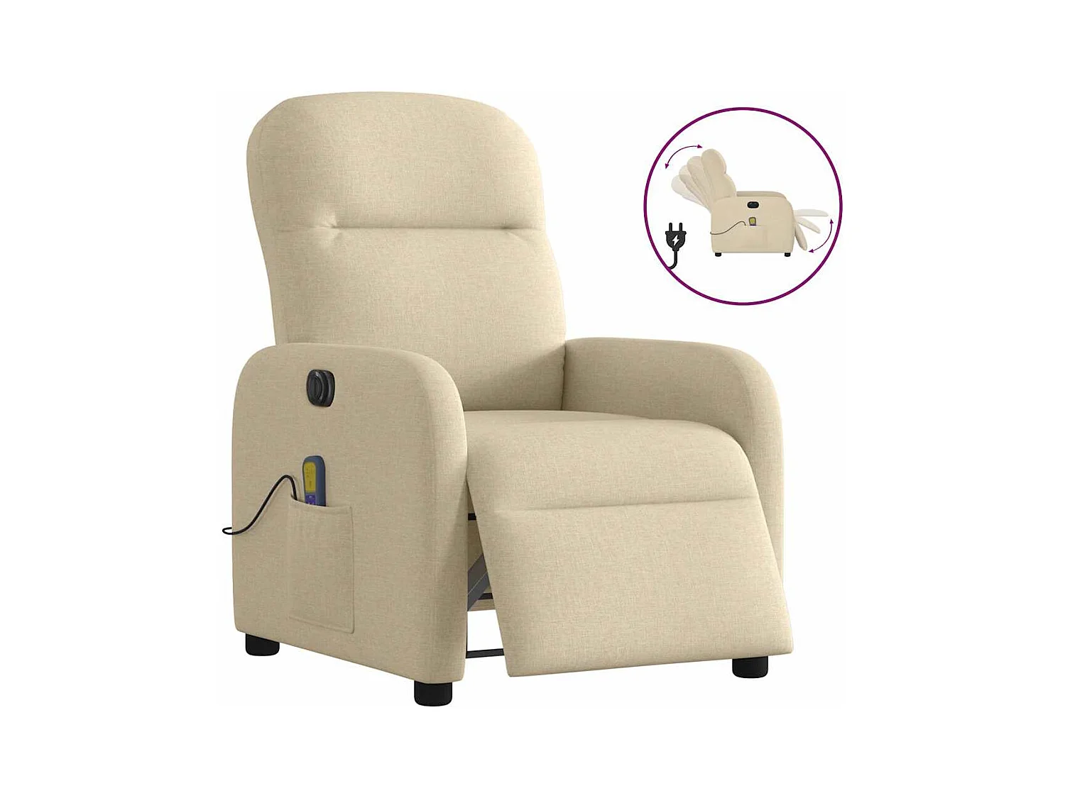 Sillón de relax | Sillón reclinable de masaje eléctrico tela color crema SHL3926