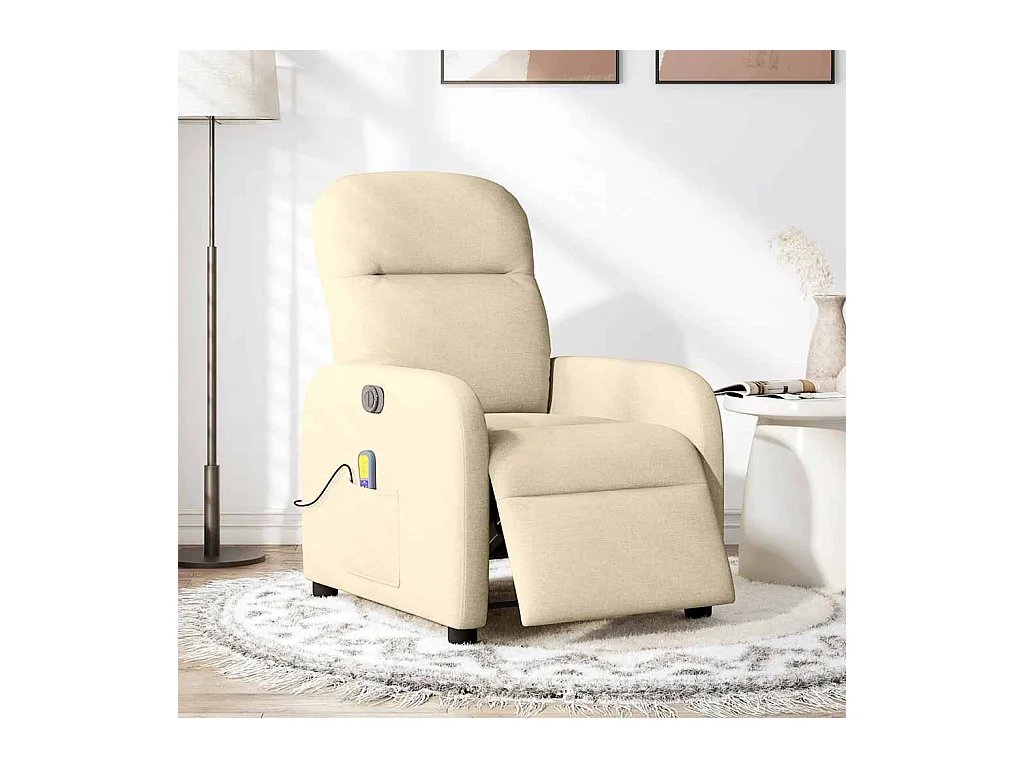 Fauteuil inclinable électrique-Chaise de relax-Fauteuil de Massage crème tissu SHL3389