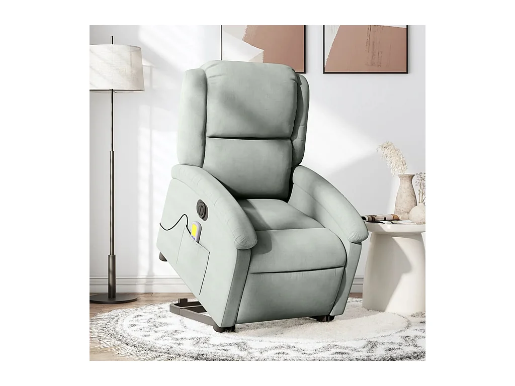 Sillón de salón | Silla | Sillón de masaje reclinable elevable terciopelo gris claro SHL4619