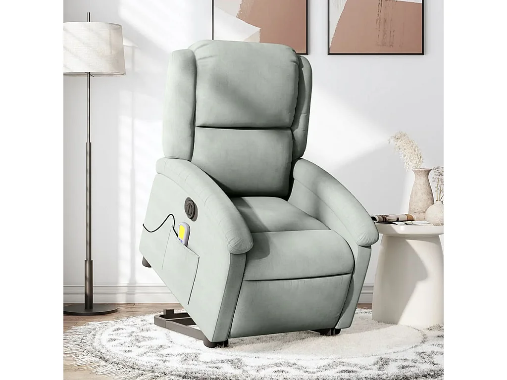 Fauteuil inclinable électrique-Chaise-Fauteuil de Massage gris clair velours SHL1140