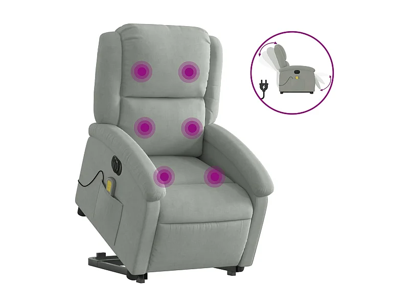Fauteuil inclinable électrique-Chaise-Fauteuil de Massage gris clair velours SHL1140