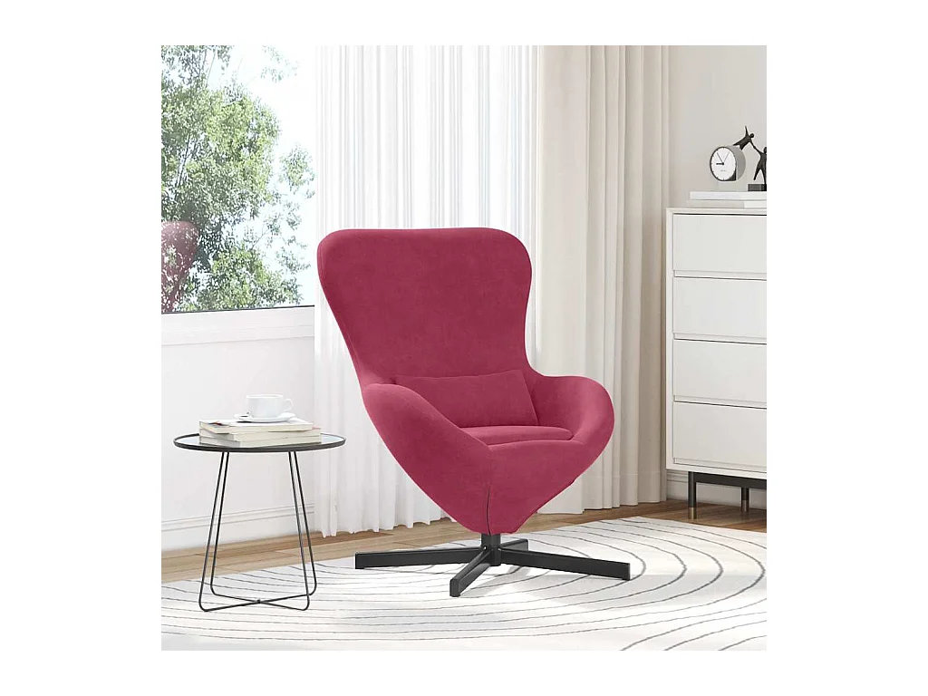 Sillón de relax | Sillón huevo Rojo vino tinto 63x73x90 cm Terciopelo SHL8885