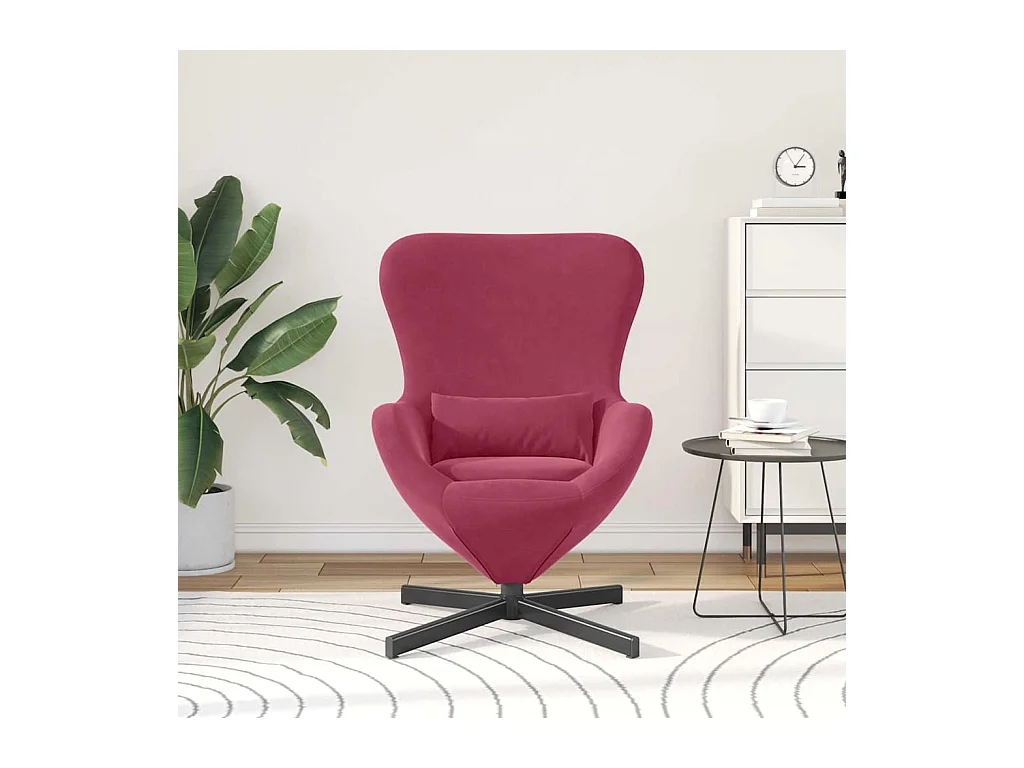 Sillón de relax | Sillón huevo Rojo vino tinto 63x73x90 cm Terciopelo SHL8885
