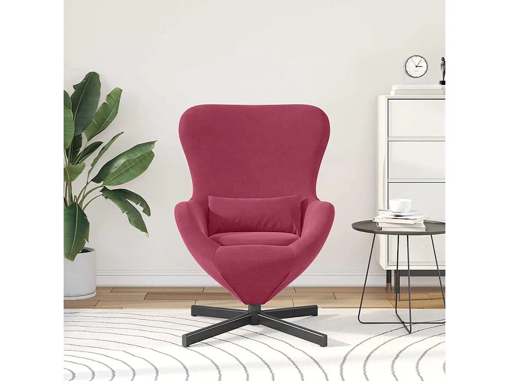 Eiersessel | Relaxsessel indoor Weinrot 63x73x90 cm Samt SHL2709