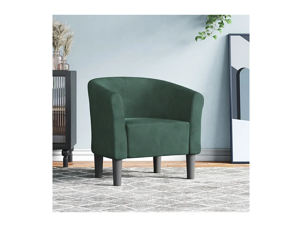 Sillón de salón | Silla de relax | Sillón de terciopelo verde oscuro SHL8635