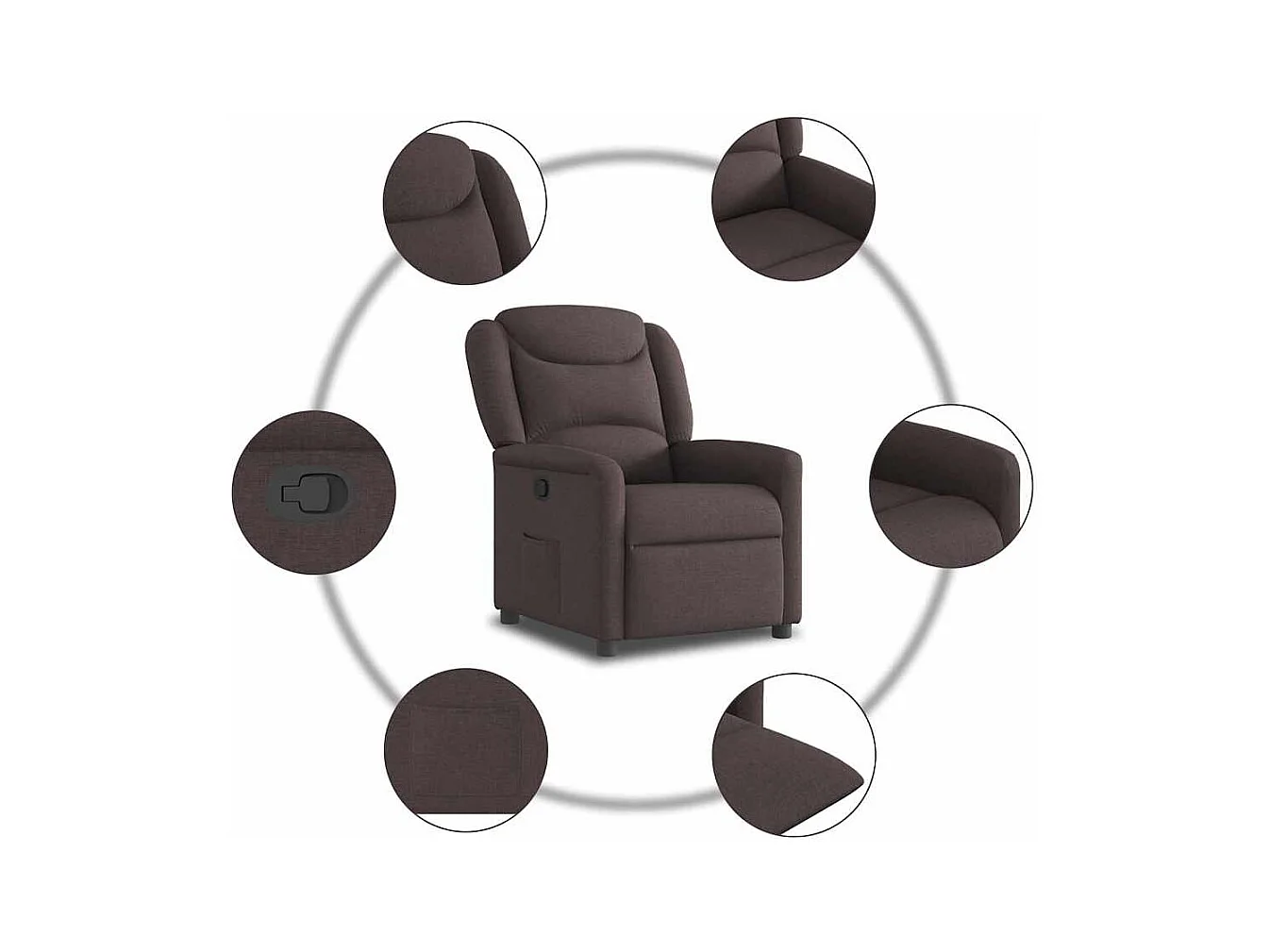 Sillón de relax | Silla | Sillón reclinable de tela marrón oscuro SHL9754