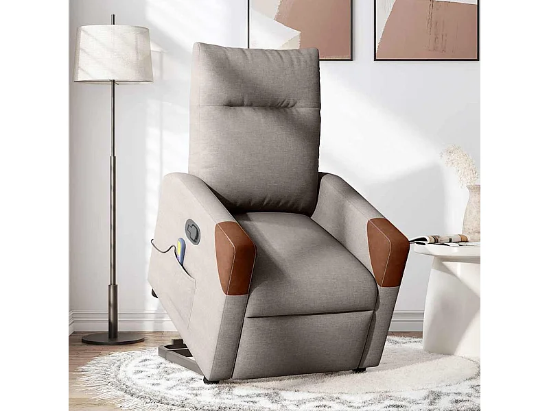 Sillón de relax | Sillón reclinable de masaje elevable tela gris taupé SHL9222