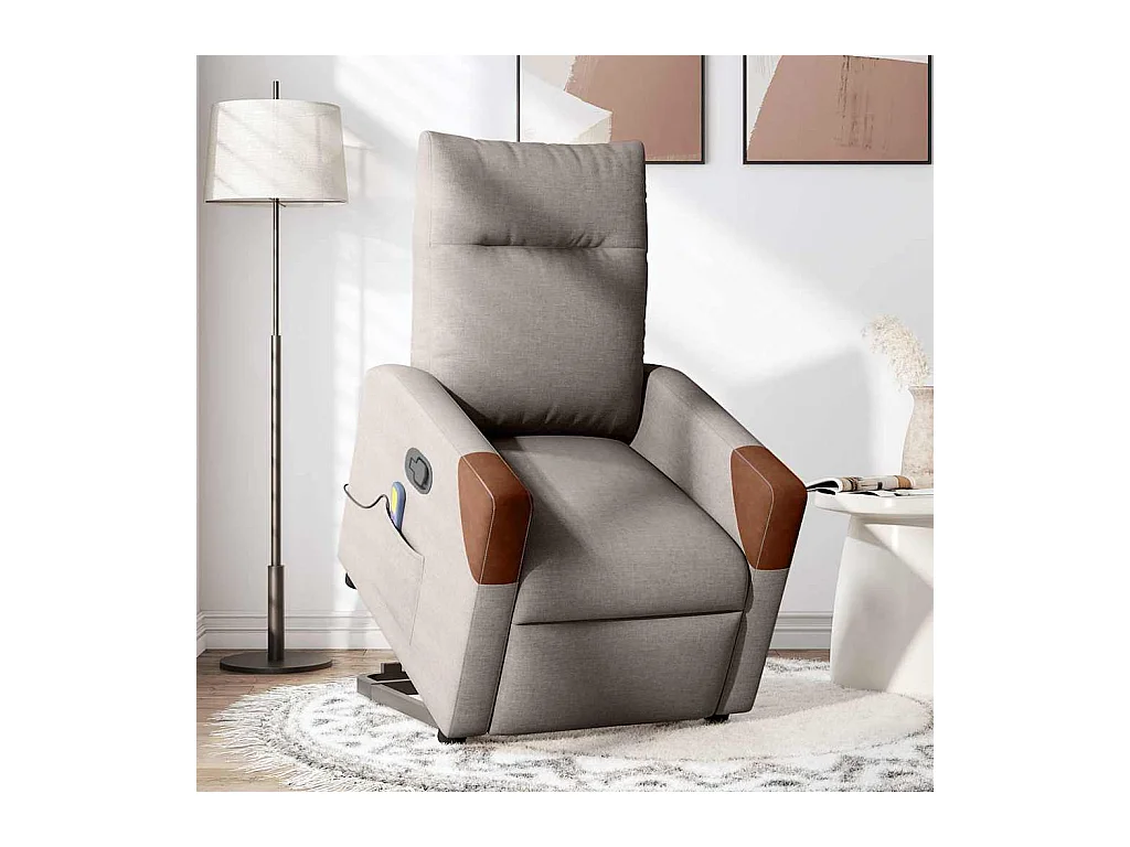 Sillón de relax | Sillón reclinable de masaje elevable tela gris taupé SHL9222
