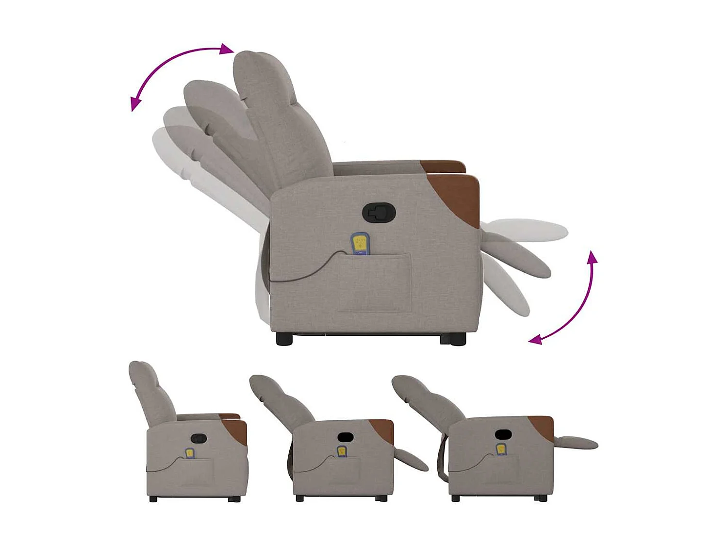 Sillón de relax | Sillón reclinable de masaje elevable tela gris taupé SHL9222