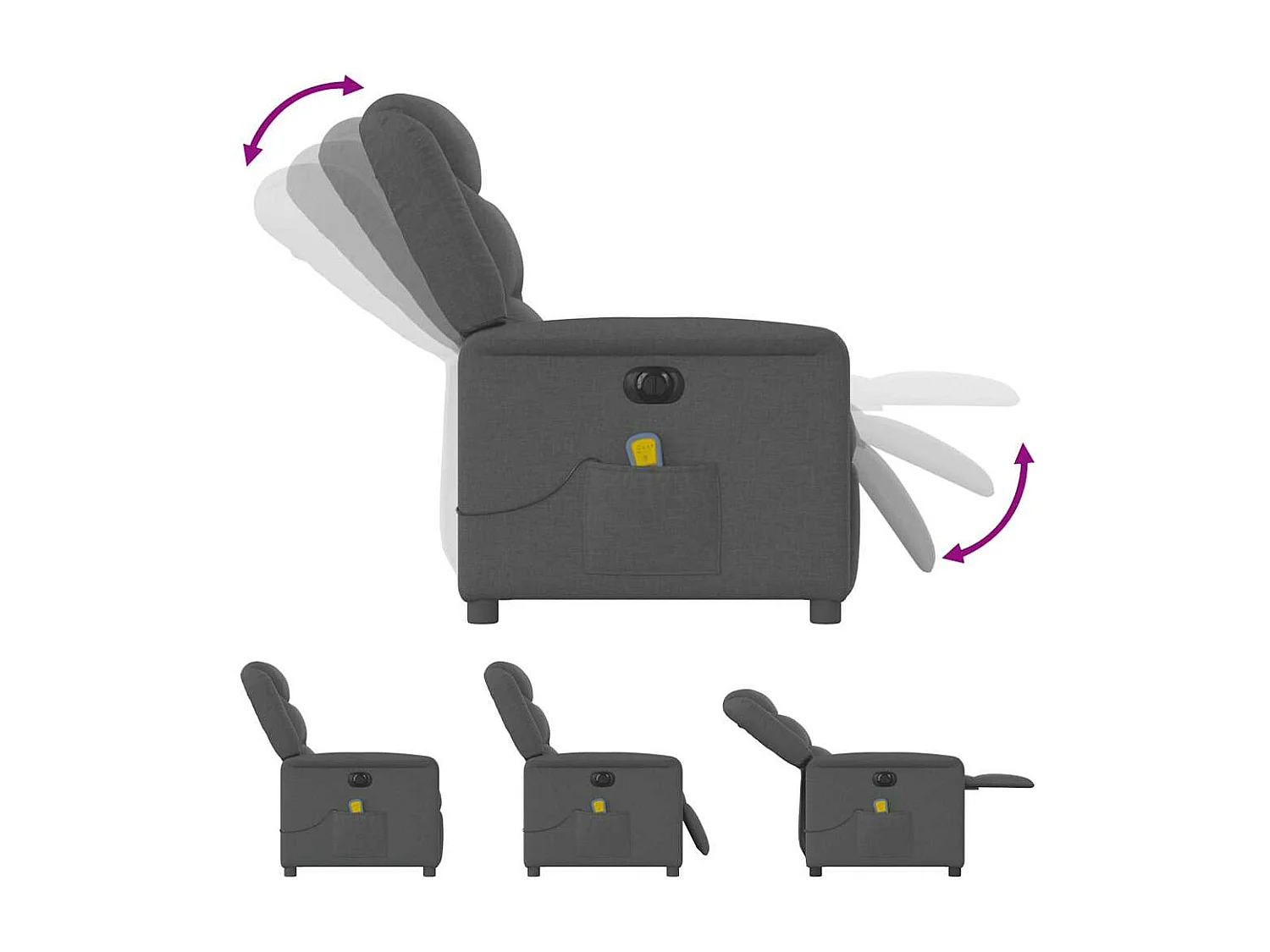 Fauteuil inclinable électrique-Chaise de relax-Fauteuil de Massage gris foncé tissu SHL3875