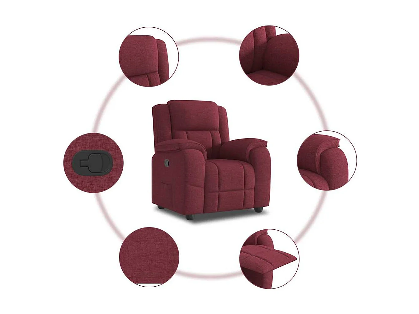 Relaxsessel | Lounge Sessel für Wohnzimmer Weinrot Stoff SHL77266