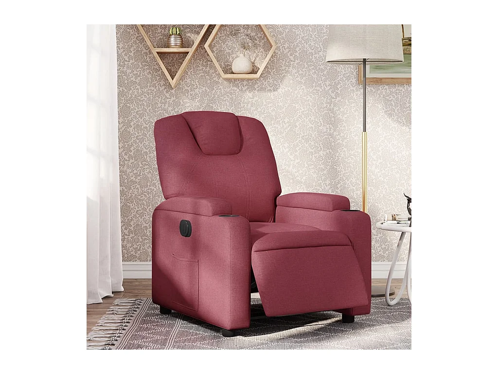 Fauteuil inclinable électrique-Chaise de relax-Fauteuil salon Rouge bordeaux Tissu SHL3751