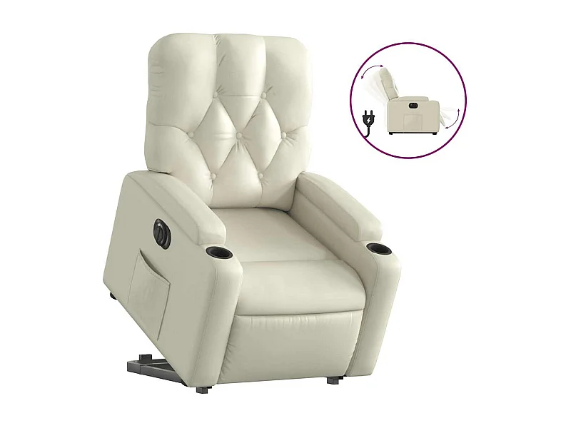 Fauteuil inclinable électrique-Chaise de relax-Fauteuil salon crème similicuir SHL1980