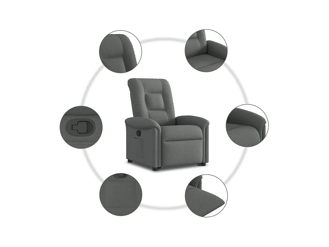 Sillón de relax | Silla | Sillón reclinable elevable de tela gris oscuro SHL3501