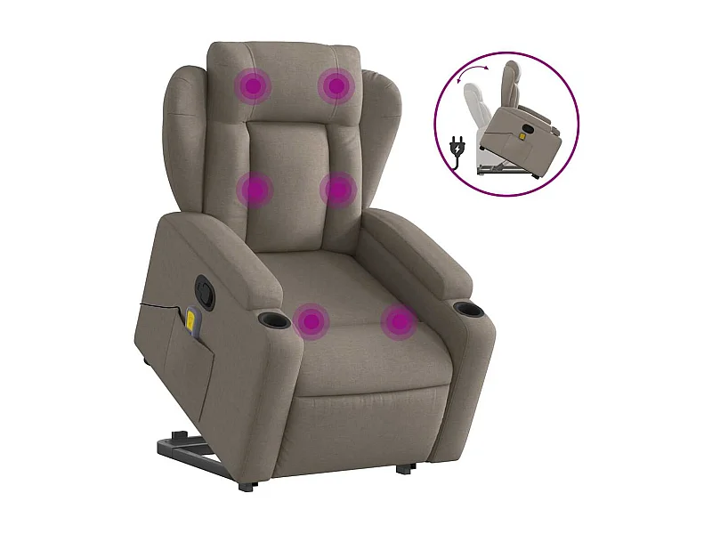Fauteuil inclinable-Chaise de relax-Fauteuil de Massage Taupe Tissu SHL2919