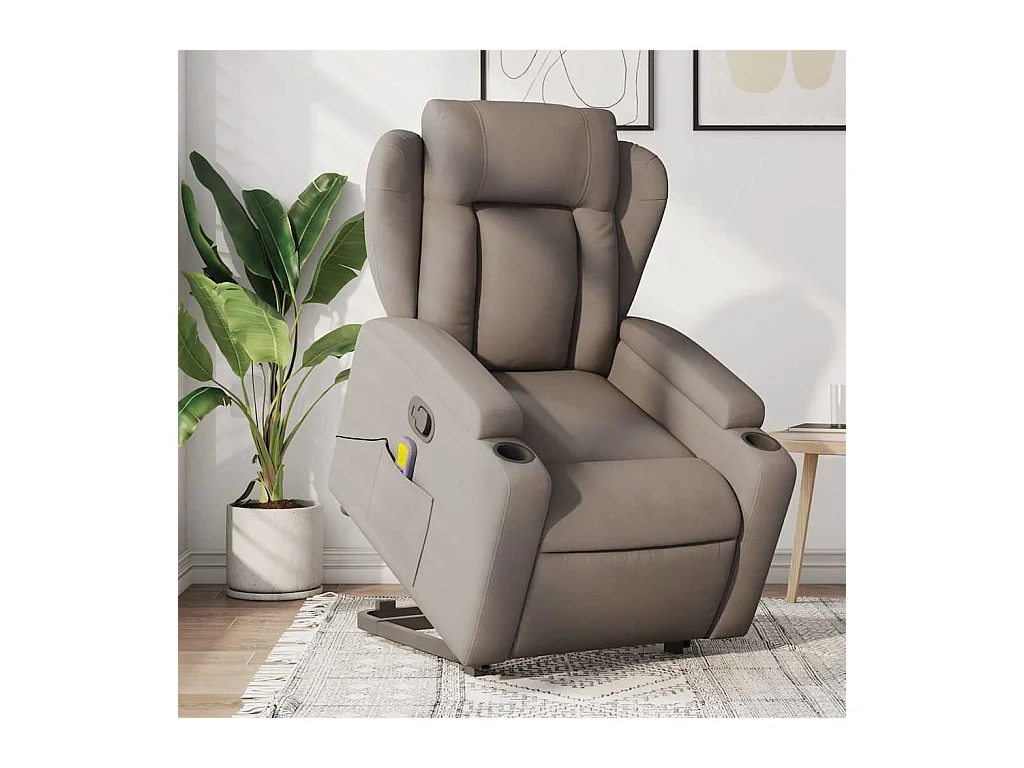 Sillón de relax | Sillón reclinable de masaje elevable tela gris taupé SHL8013