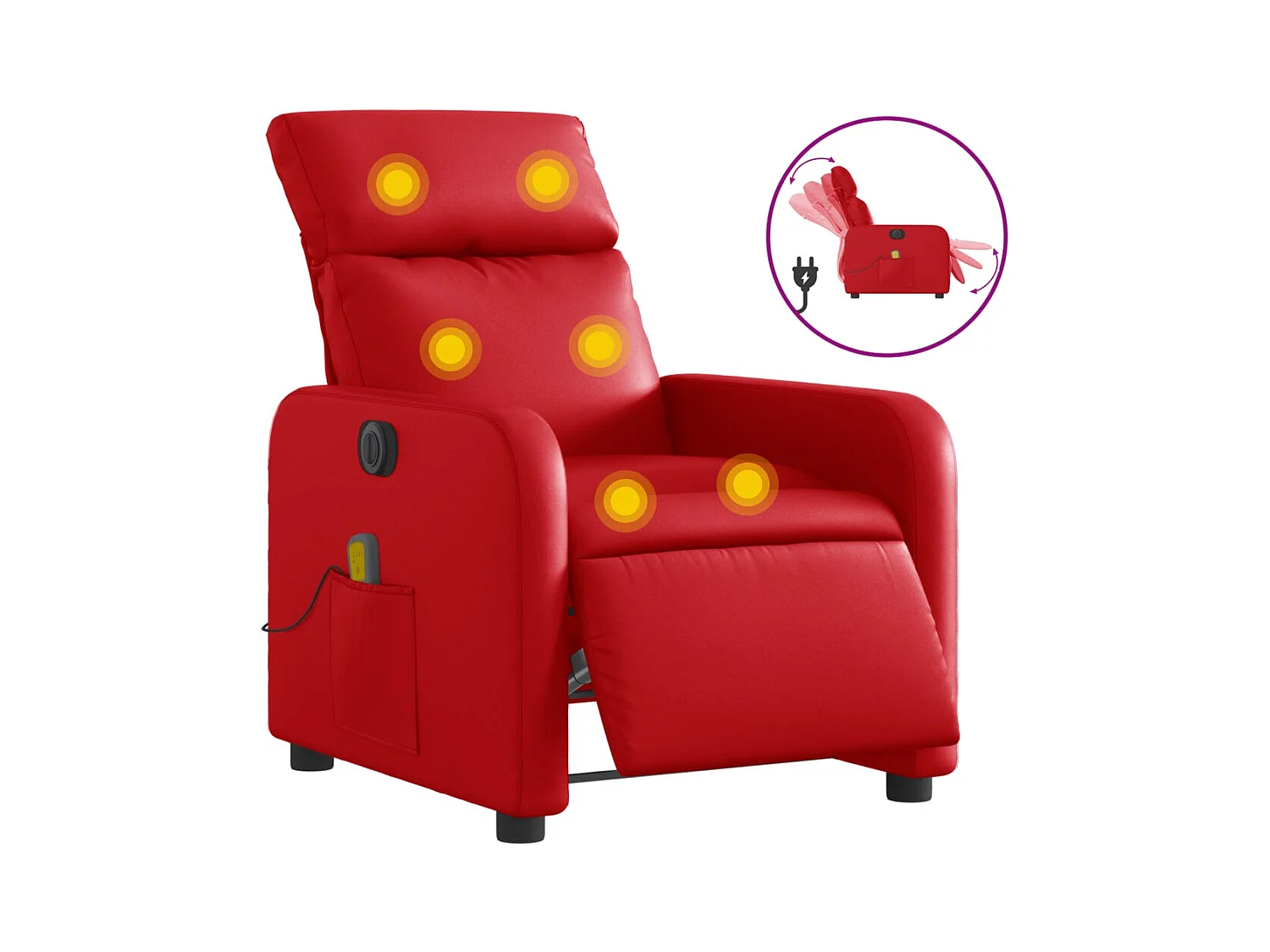 Fauteuil inclinable électrique-Fauteuil de massage de Salon rouge similicuir SHL2350