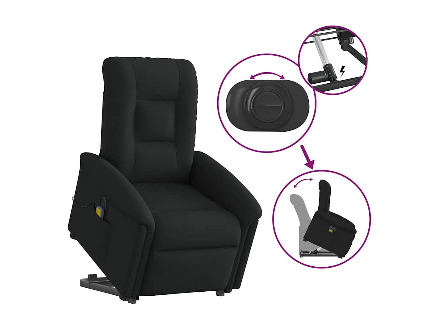 Sillón de salón | Silla | Sillón de masaje eléctrico reclinable elevable tela negro SHL2018