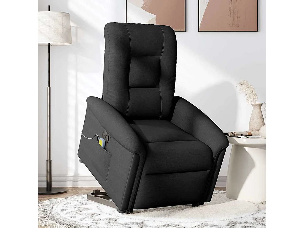 Fauteuil inclinable électrique-Chaise de relax-Fauteuil de Massage Noir Tissu SHL943