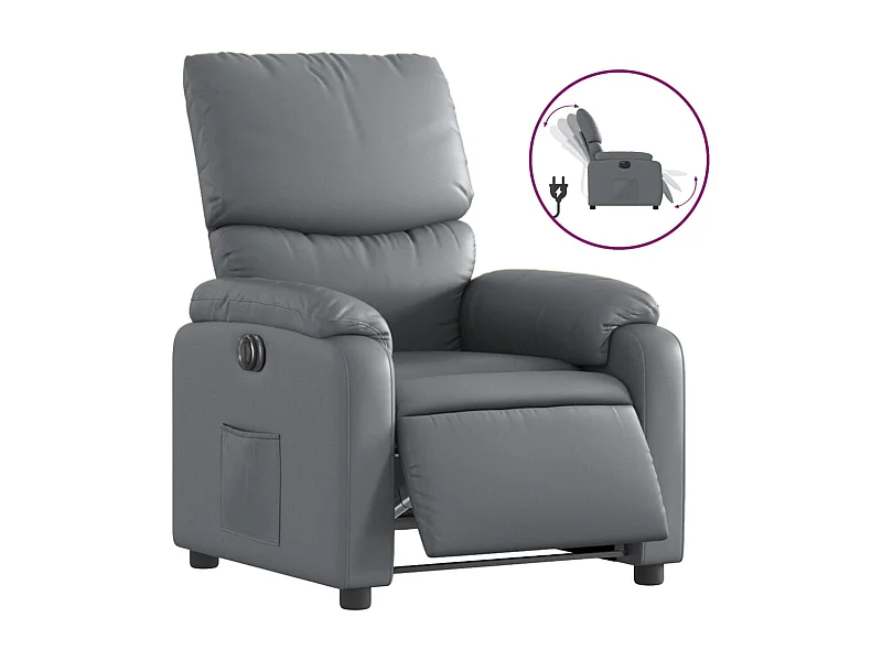 Sillón de relax | Silla | Sillón reclinable eléctrico de cuero sintético gris SHL2884