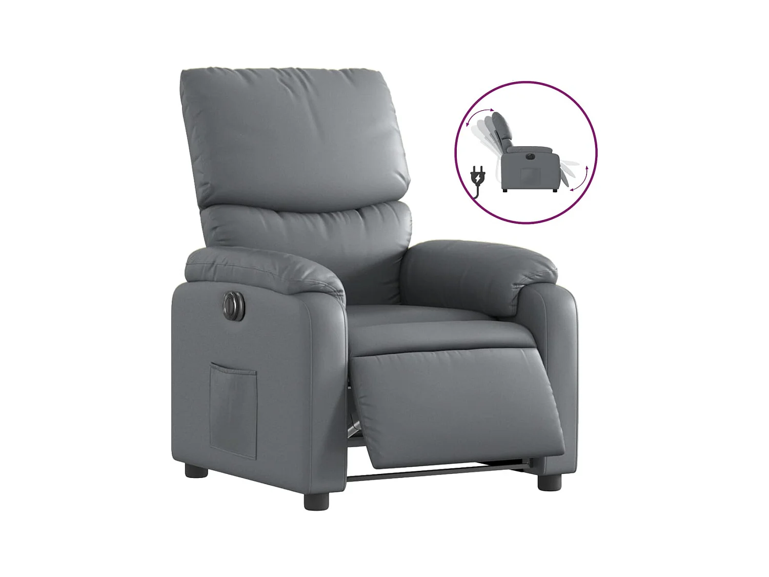 Sillón de relax | Silla | Sillón reclinable eléctrico de cuero sintético gris SHL2884