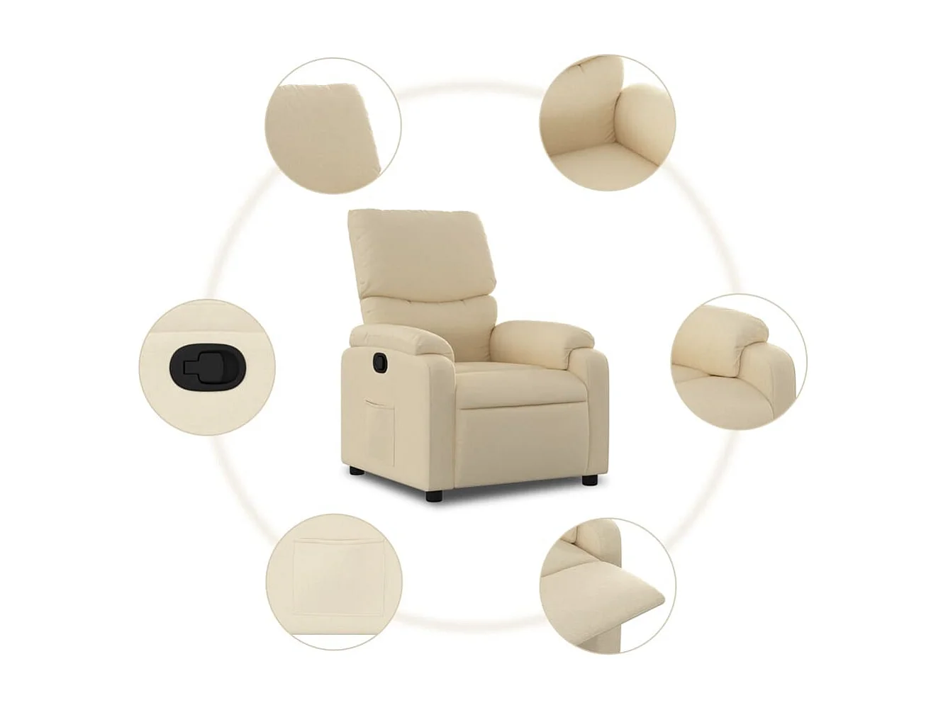 Relaxsessel | Lounge Sessel für Wohnzimmer Creme Stoff SHL96774