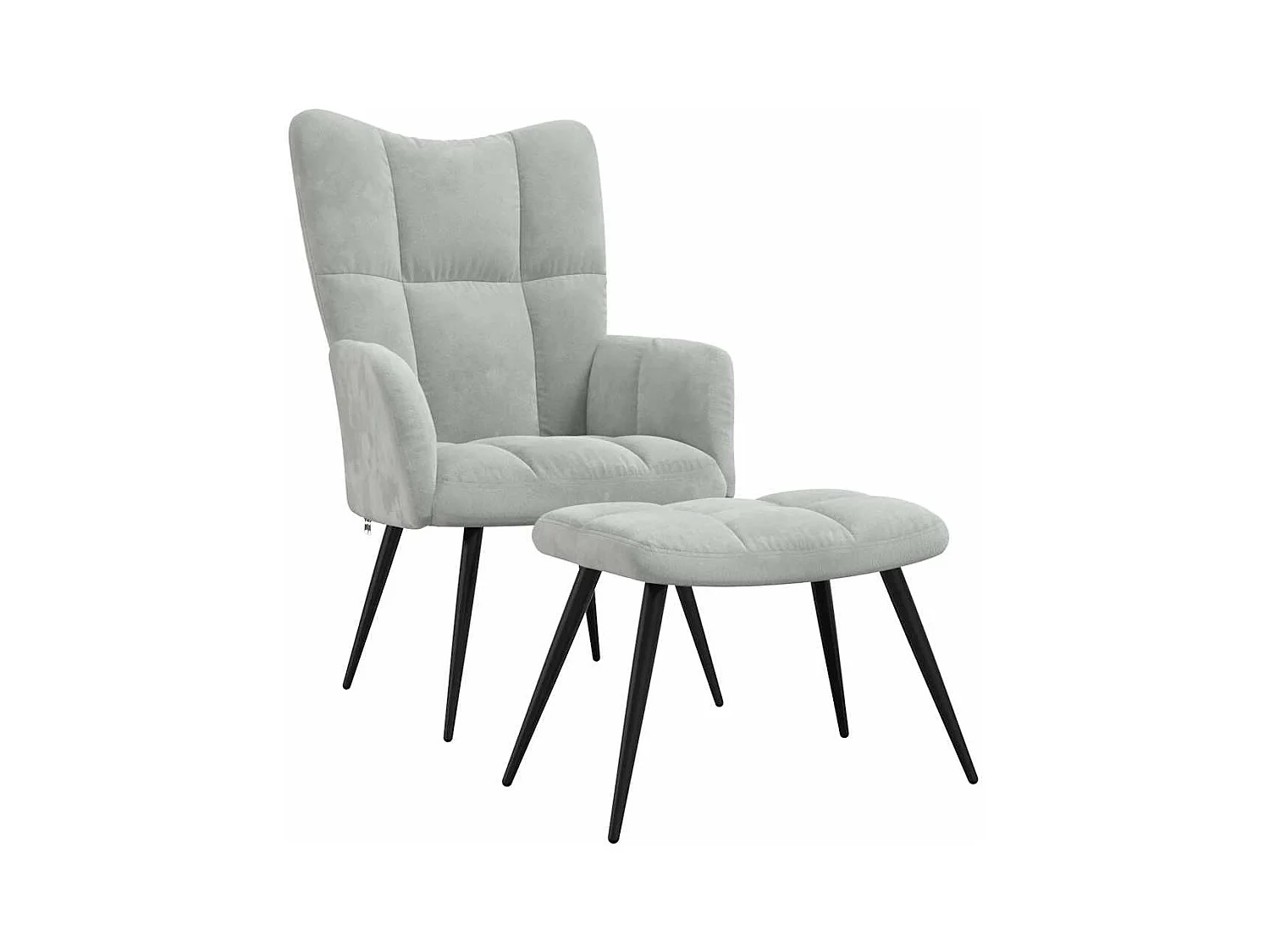 Chaise de relaxation moderne avec tabouret-Fauteuil de Salon Gris clair Velours SHL4546