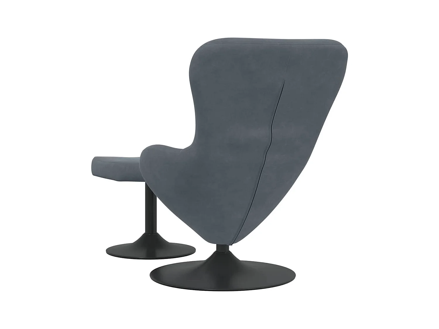 Silla de relax | Sillón Huevo con Puff Gris oscuro 63x73x90 cm Terciopelo SHL8132