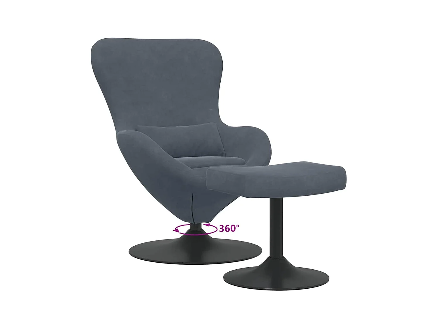 Silla de relax | Sillón Huevo con Puff Gris oscuro 63x73x90 cm Terciopelo SHL8132