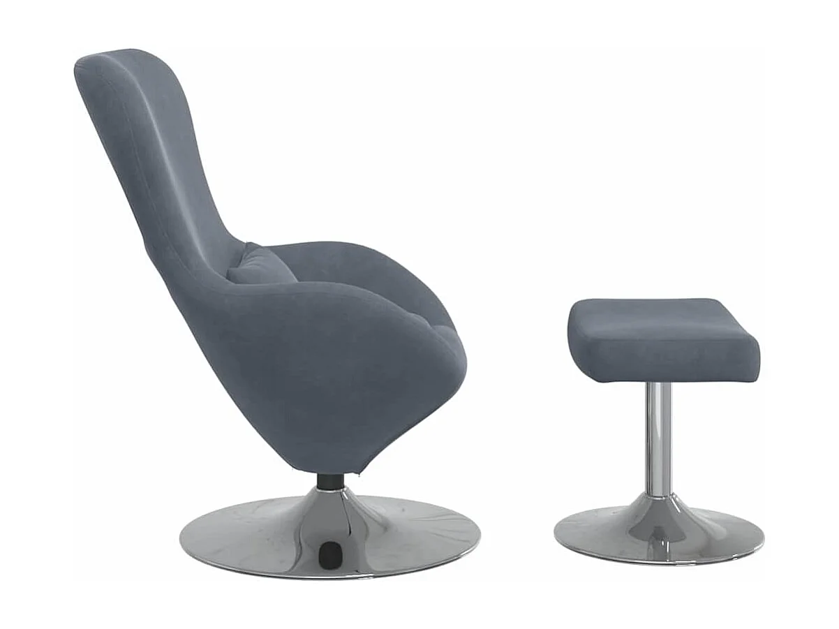 Fauteuil de Salon-Chaise-Fauteuil œuf avec repose-pieds Gris foncé 63x73x90 cm Velours SHL3825