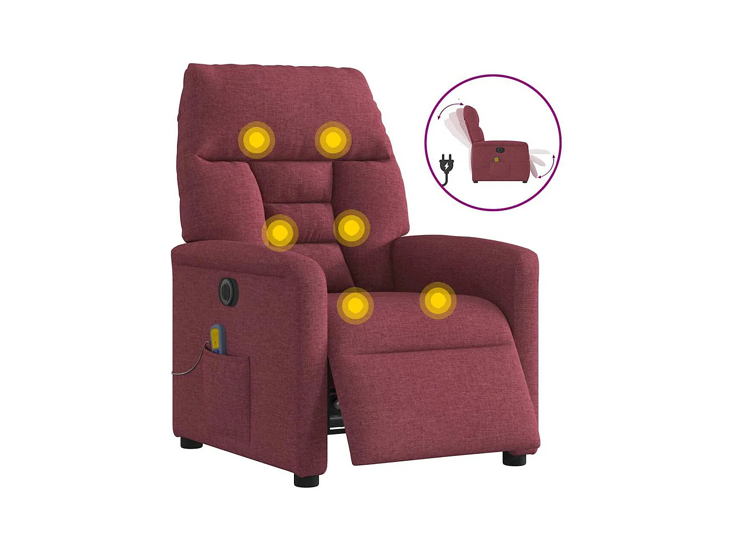 Sillón de salón | Silla | Sillón de masaje reclinable eléctrico tela rojo tinto SHL7418