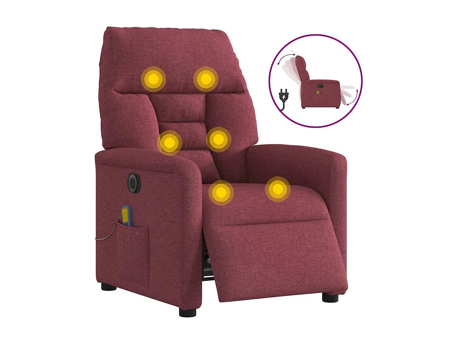 Fauteuil inclinable électrique-Fauteuil de massage de Salon Rouge bordeaux Tissu SHL3161