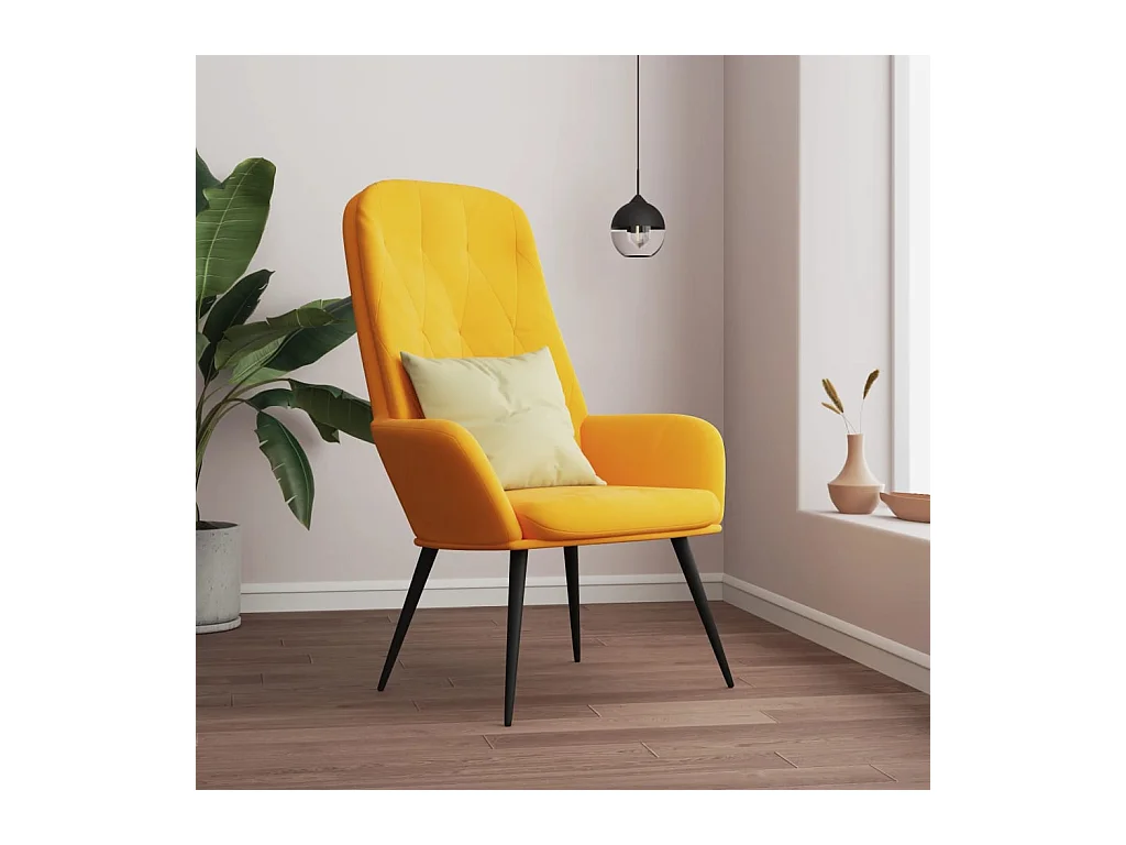 Sillón de relax | Silla de relax de terciopelo amarillo mostaza SHL9419
