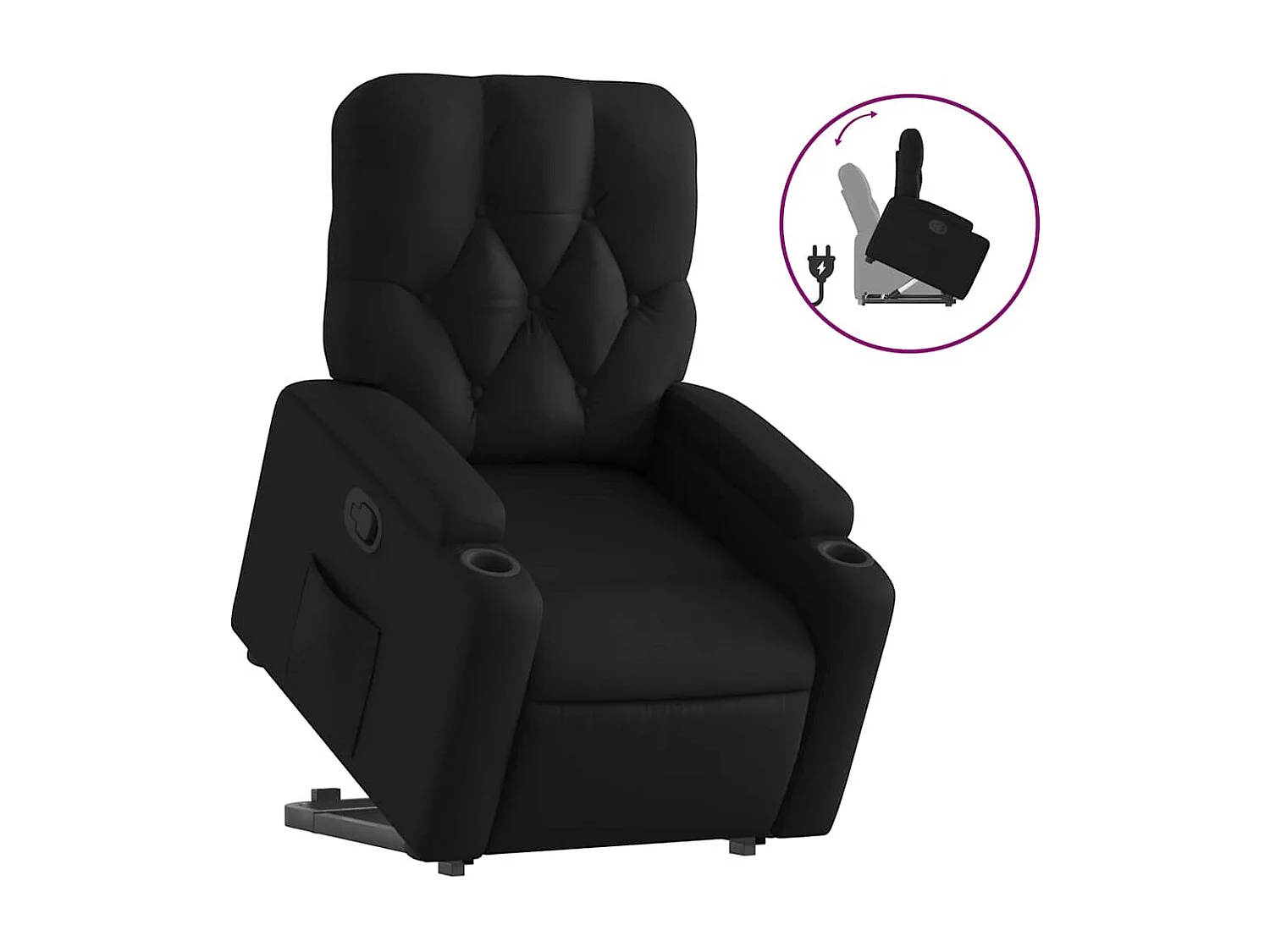 Relaxsessel | Lounge Sessel für Wohnzimmer mit Aufstehhilfe Schwarz Kunstleder SHL82565