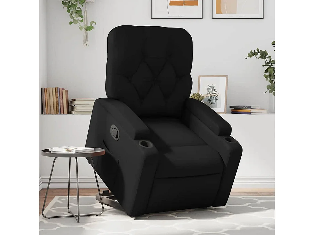 Relaxsessel | Lounge Sessel für Wohnzimmer mit Aufstehhilfe Schwarz Kunstleder SHL82565