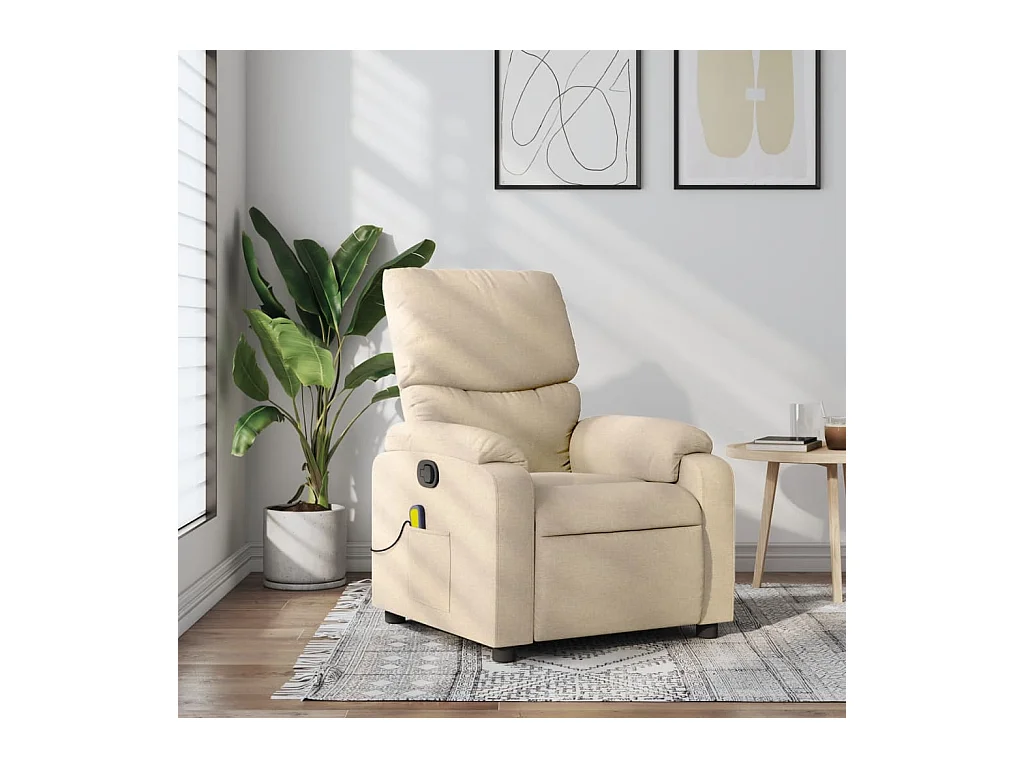 Fauteuil inclinable-Chaise de relax-Fauteuil de Massage crème tissu SHL3053