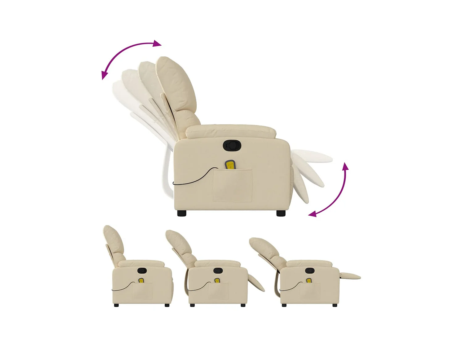 Fauteuil inclinable-Chaise de relax-Fauteuil de Massage crème tissu SHL3053