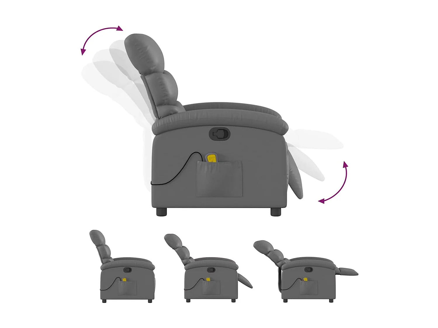 Sillón de salón | Silla | Sillón de masaje reclinable cuero sintético gris SHL9215