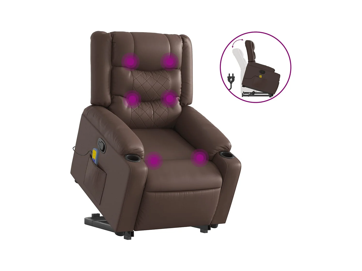 Sillón de relax | Sillón reclinable de masaje de pie de cuero sintético marrón SHL3383