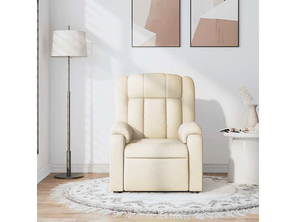 Fauteuil inclinable-Chaise de relax-Fauteuil de Massage Crème Tissu SHL3324