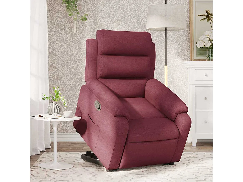 Fauteuil inclinable-Chaise de relax-Fauteuil salon rouge bordeaux tissu SHL1857